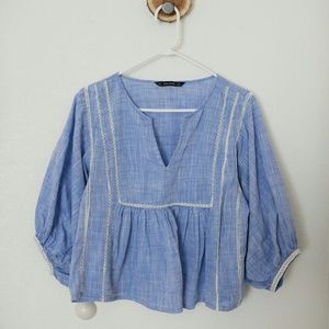 Zara Basic balloon sleeve crop top